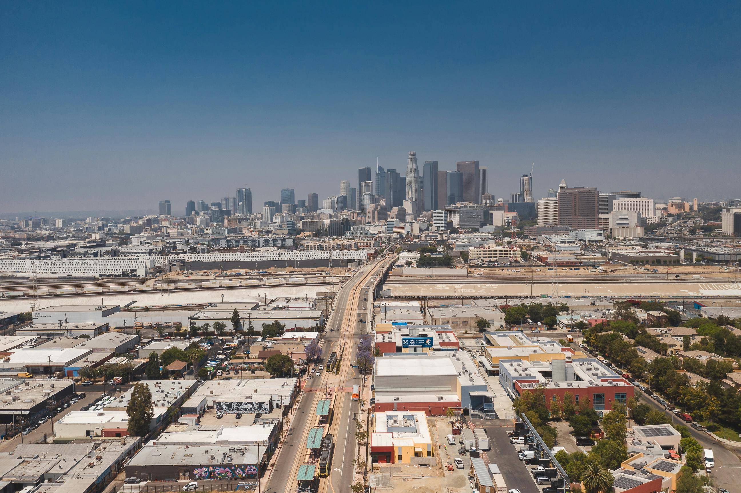 LA aerial skyline — HIRECAR